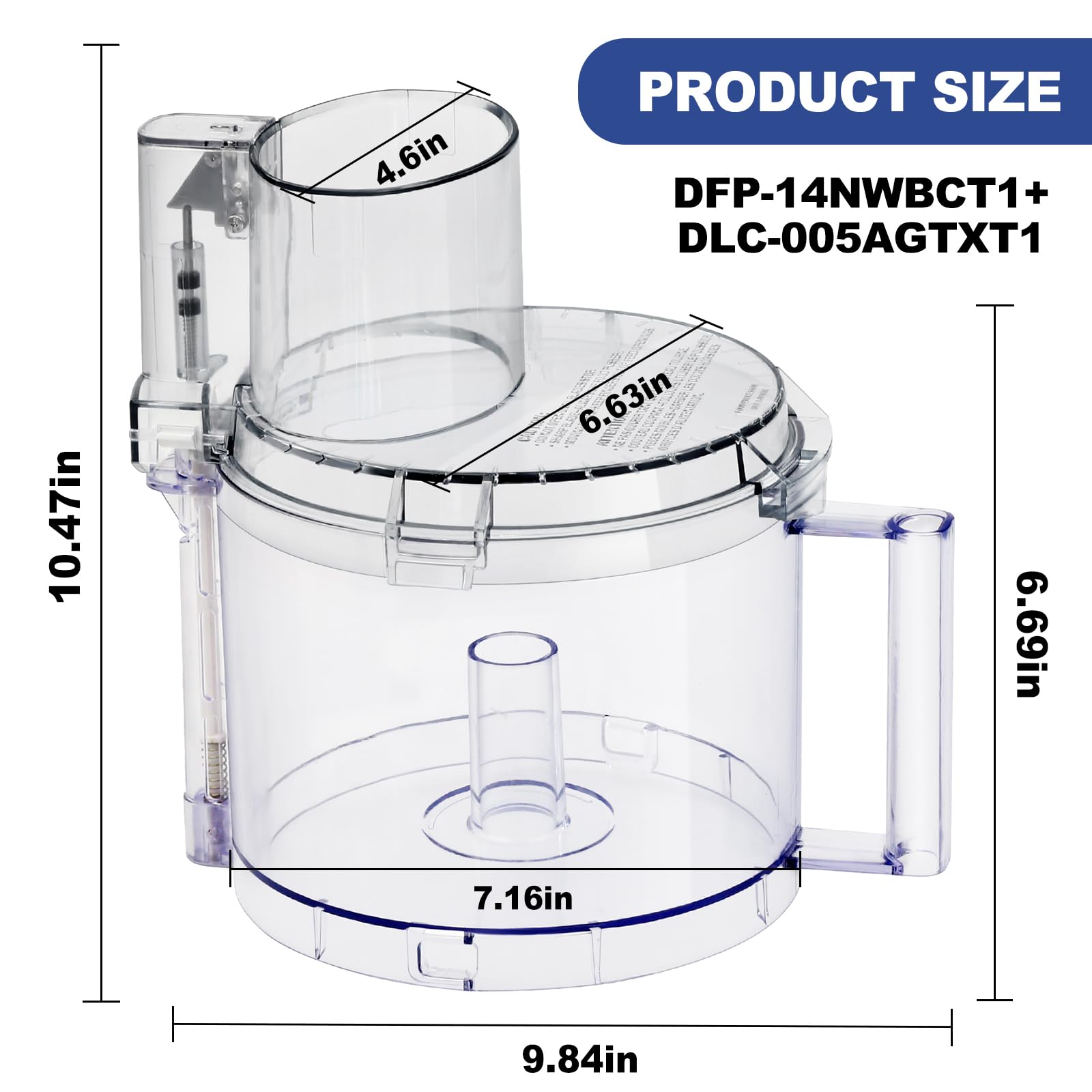 4 Locking Tabs DLC-005AGTXT1 Bowl and DFP-14NWBCT1X Cover 14-cup Food Processor Work Bowl Kits Fits Cuisinart DFP-14, DFP-14BCN, DFP-14BCNY Models