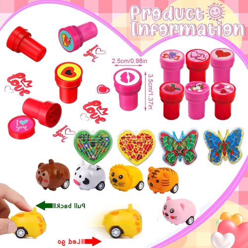 126 PCS Valentines Party Favors Toys Assortment Set for Kids Students, Valentine's Day Treats School Classroom Gift Exchange Goodie Bag Stuffers Prizes Rewards Bulk, Goody Bags Basket Party Supplies