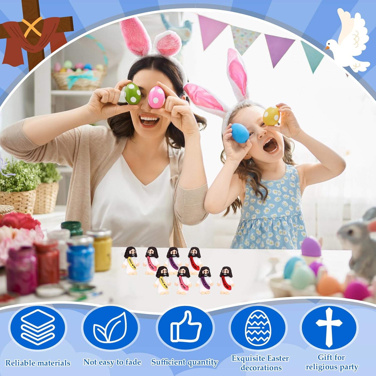 Bememo 100 Pcs Jesus Figures - Original Rubber Pocket Toys for Sunday School & Religious Gifts | Bright Colors