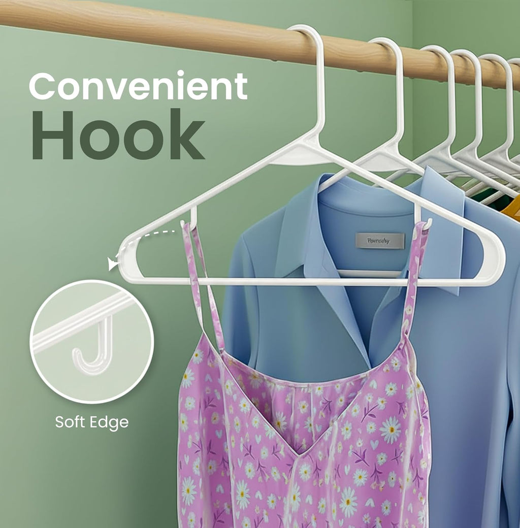 Utopia Home Plastic Hangers - Durable Space-Saving Closet Organizers - 50 Pack in White for Shirts, Pants & Coats