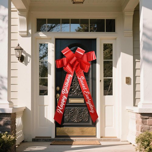 Happy Birthday Car Bow by Skiennix - Giant Red Gift Bow for Cars | 36 Inch x 63 Inch Size