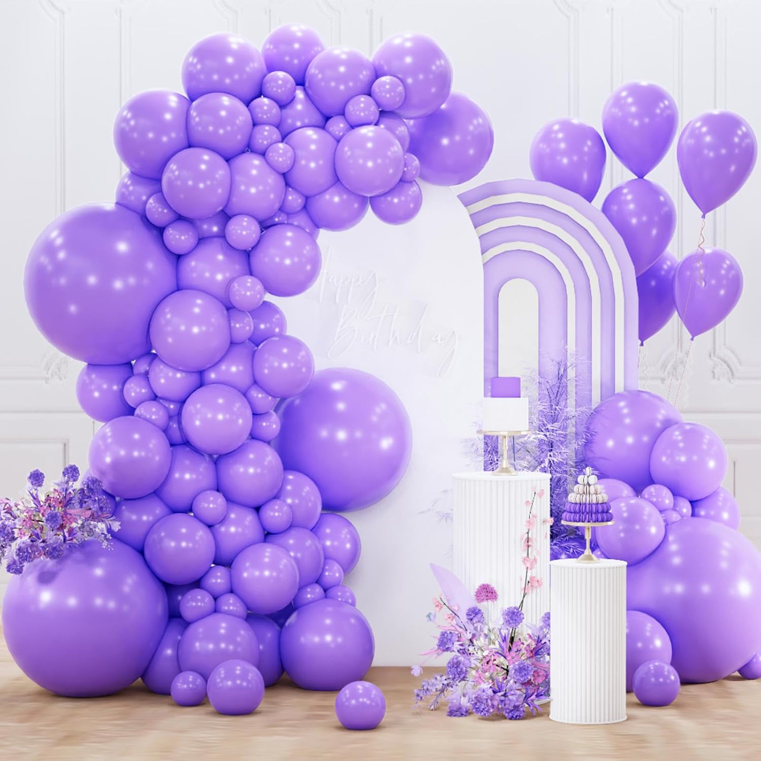 PartyWoo Purple Balloon Arch Kit - 152 Pcs in Various Sizes for Birthday & Wedding Decor | Purple Y-15