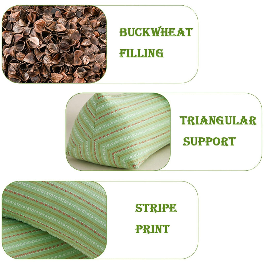 ZHIWEIKJ Dog Bone Neck Support Pillow with Buckwheat Hull Adjustable Cervical Pillow 3D Stripes Print Lumbar Pillow Separable Design Soft Breathable(Large)