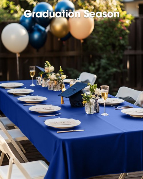 Pureegg Plastic Table Cloth Disposable 8 Pack, 54 x 108 Inch Table Cloths, Graduation Decorations Class of 2025, Graduation Party, Tablecloths, Rectangle, Plastic Cover, Leakproof & Sturdy, Navy Blue