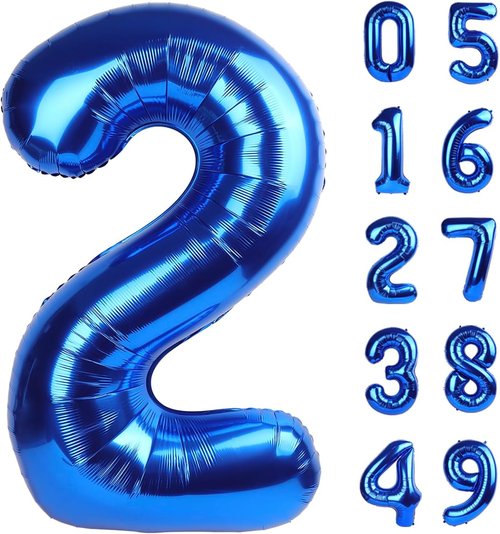 Giant Navy Blue 40-Inch Number 2 Balloons - Perfect for Birthday Celebrations & Anniversaries