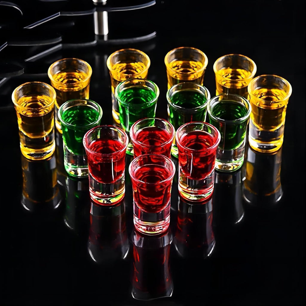 SUN GKOTTA 72-Pack 1 OZ Glass Shot Glasses set with 10 Pourers - Heavy Base shot Glasses bulk for Bar, Party, and Gifts