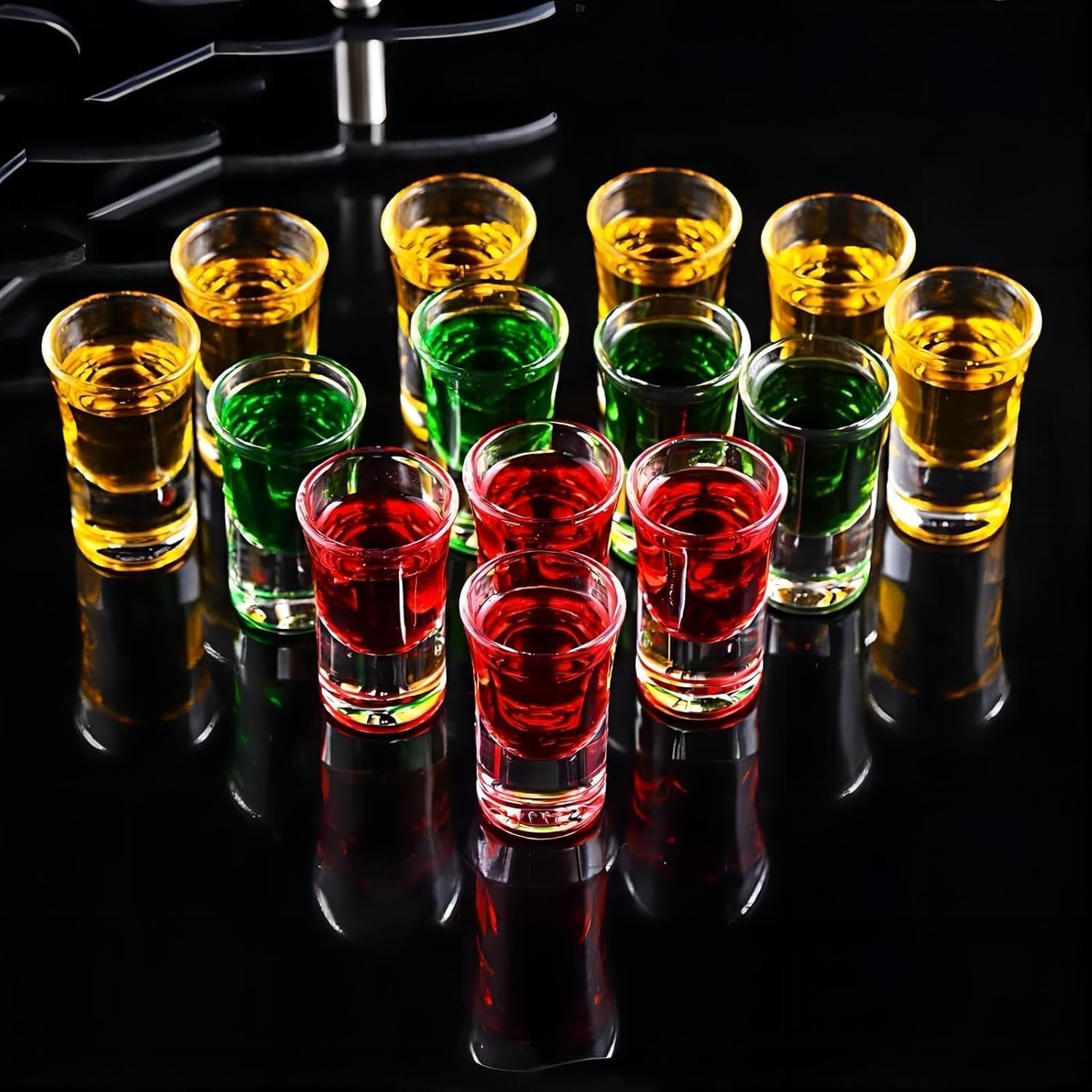 SUN GKOTTA 72-Pack 1 OZ Glass Shot Glasses set with 10 Pourers - Heavy Base shot Glasses bulk for Bar, Party, and Gifts