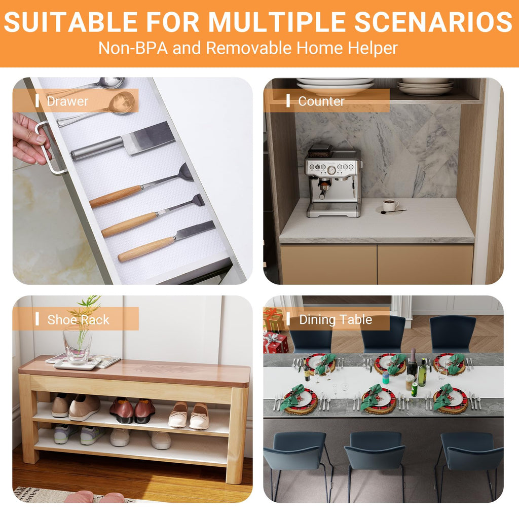 FLPMIX Shelf Liner 22 inch Wide - Waterproof Cabinets Liners, Non Adhesive, Easy to Cut Under Sink Mat Liners for Kitchens Drawer, Shelves, 22 X 300Inch White