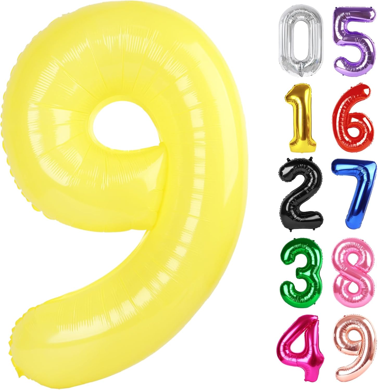 Yellow Number 9 Balloon - 40 Inch Giant Foil Balloon for 9th Birthday Party Decorations