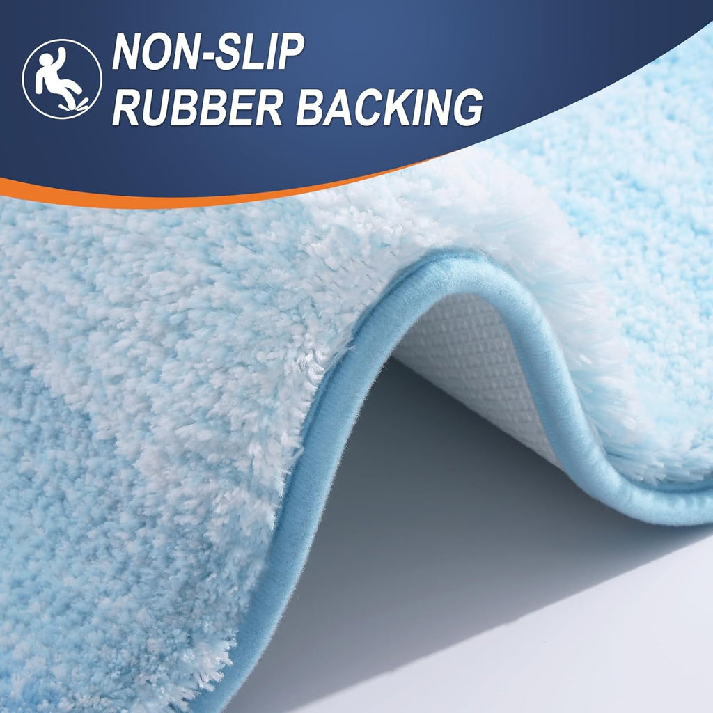 OLANLY Large Bath Rugs - Extra Soft Microfiber, Quick Dry, Machine Washable | 50x30, Sky Blue