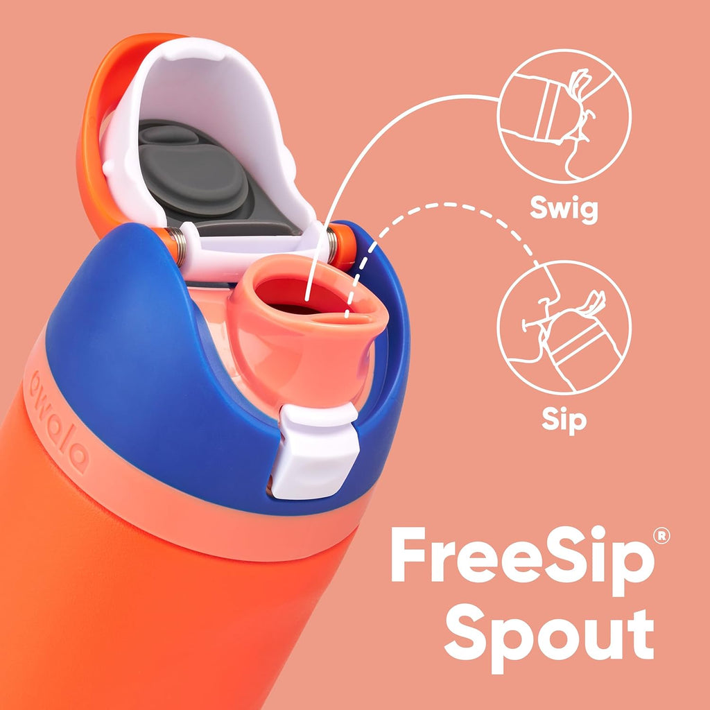 Owala Kids FreeSip Water Bottle - Insulated Stainless Steel with Straw, BPA-Free, 16 oz, Blue Citrus