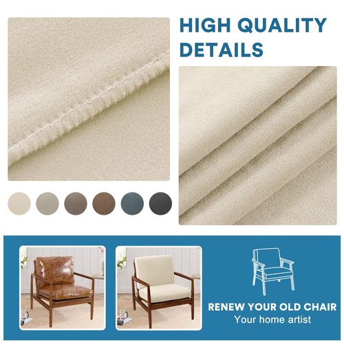 H.VERSAILTEX Chair Slip Covers with Arms 2 Piece Sofa Covers Super Stretch Cushion Covers for Modern Living Room Chair Soft Accent Chair Cover(Seat Cushion Cover Plus Back Cushion Cover, Ivory)