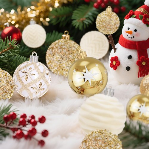EverMerry 25 Pcs Christmas Ball Ornaments for Xmas Christmas Tree, Shatterproof Hanging Ball for Party Outdoor Decorations, DIY Craft Creations and Office Celebrations (Champagne White, 2.36")
