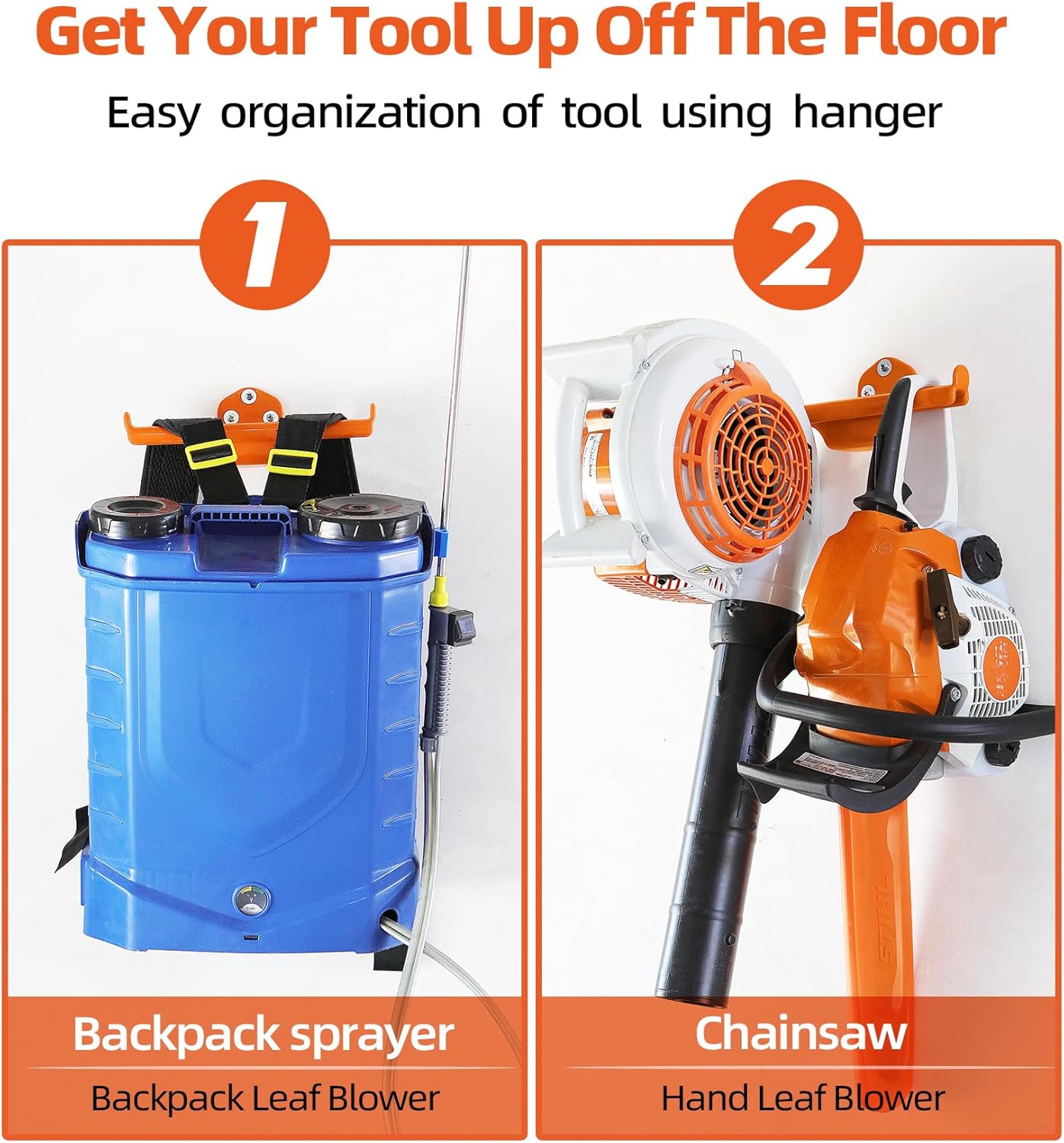 Backpack Leaf Blower Hanger - Heavy-Duty Wall Mount for Sprayers & Chainsaws | Garage Organization