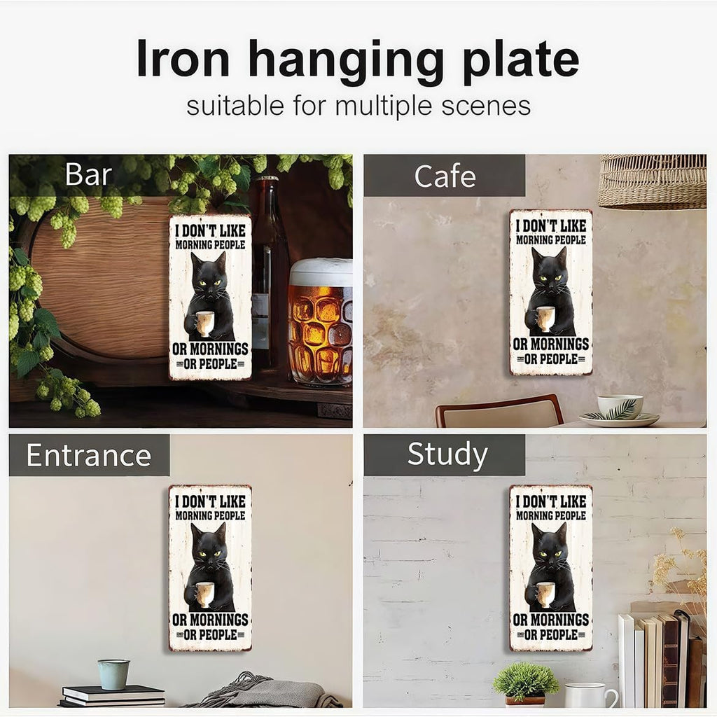 Skiennix Funny Animal Metal Wall Art - Sarcastic Chicken Quote Rusted Tin Sign for Bar & Man Cave Decor - Black