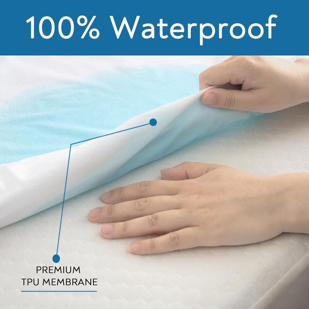 Skiennix Waterproof Mattress Protector - 2 Pack Twin XL, Ultra Soft & Breathable, Fits Up to 14'' Depth, Noiseless White