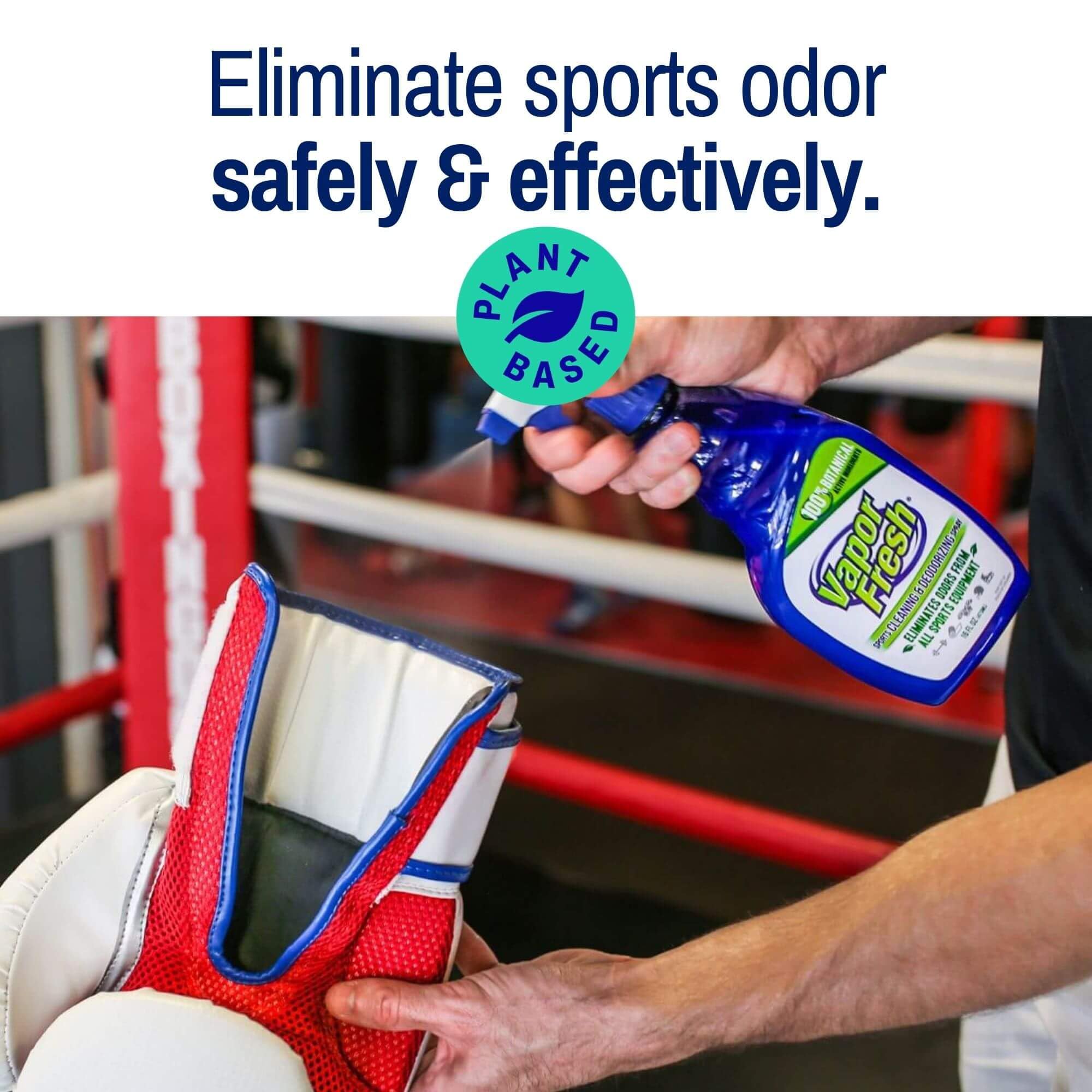 Vapor Fresh Sports Cleaner and Deodorizer - For Boxing Gloves, Sports Pads, Helmets, Gym Bags, Gym Equipment and More - Naturally Powered By Plants, 16 Fl Oz (3-Pack)