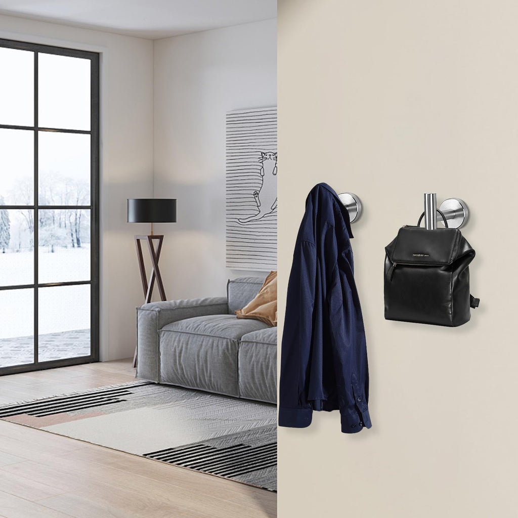 NearMoon Bath Towel Hooks- SUS 304 Stainless Steel Robe Hook Holder, Heavy Duty Coat Hook for Bathroom Livingroom Hotel Kitchen Garage, Wall Mounted (Brushed Nickel, 3 Pack)