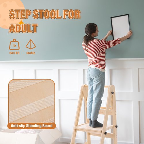 Gewitt Foldable Toddler Tower - Kitchen Step Stool Helper for Kids 1-6 Years, Montessori Toddler Standing Tower with 3 Adjustable Height for Kitchen Counter Bathroom