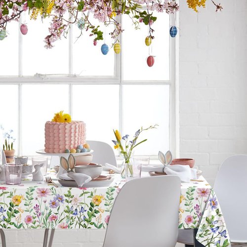 3-Piece 54 x 108 Inch Floral Spring Plastic Tablecloth - Colorful Disposable Rectangle Table Cover with Butterfly and Flower Design for Dining, Garden Parties, Baby Showers, and Outdoor Decorations