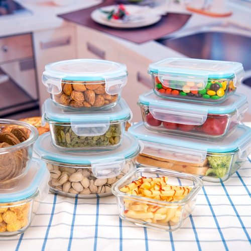AILTEC Glass Food Storage Containers - 18-Piece Meal Prep Set | BPA-Free & Leak-Proof Design