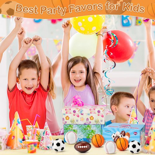24 Pack Sports Stress Balls Valentines Day Gifts for Kids School Classroom, Exchange Sports Valentines Day Cards for Kids Party Favors Supplies for Boys Girls Basketball Football Soccer Baseball Bulk