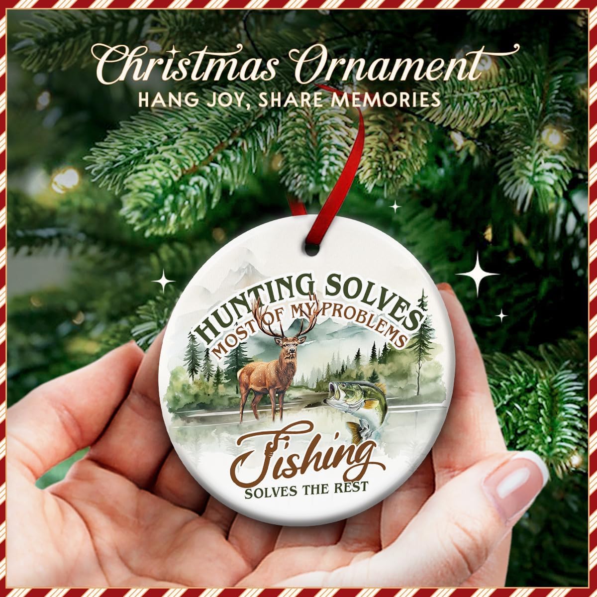 Outdoor Deer Hunting Decor | Hunting and Fishing Ornaments for Christmas Tree - Woodland Animal Design