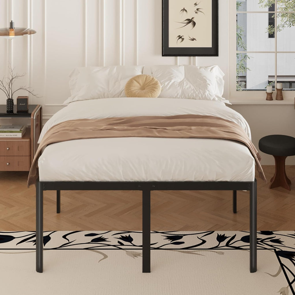 Yicensen Queen Bed Frame - 22 Inch Heavy Duty Metal Platform | Rounded Corners, No Box Spring Needed, Black