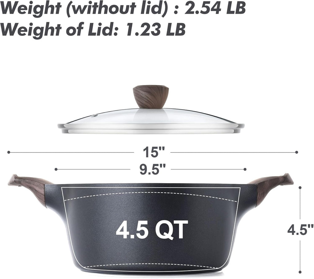SENSARTE Nonstick Frying Pan Skillet with Lid - PFOA Free 8-Inch & 4.5QT Stock Pot | Induction Compatible