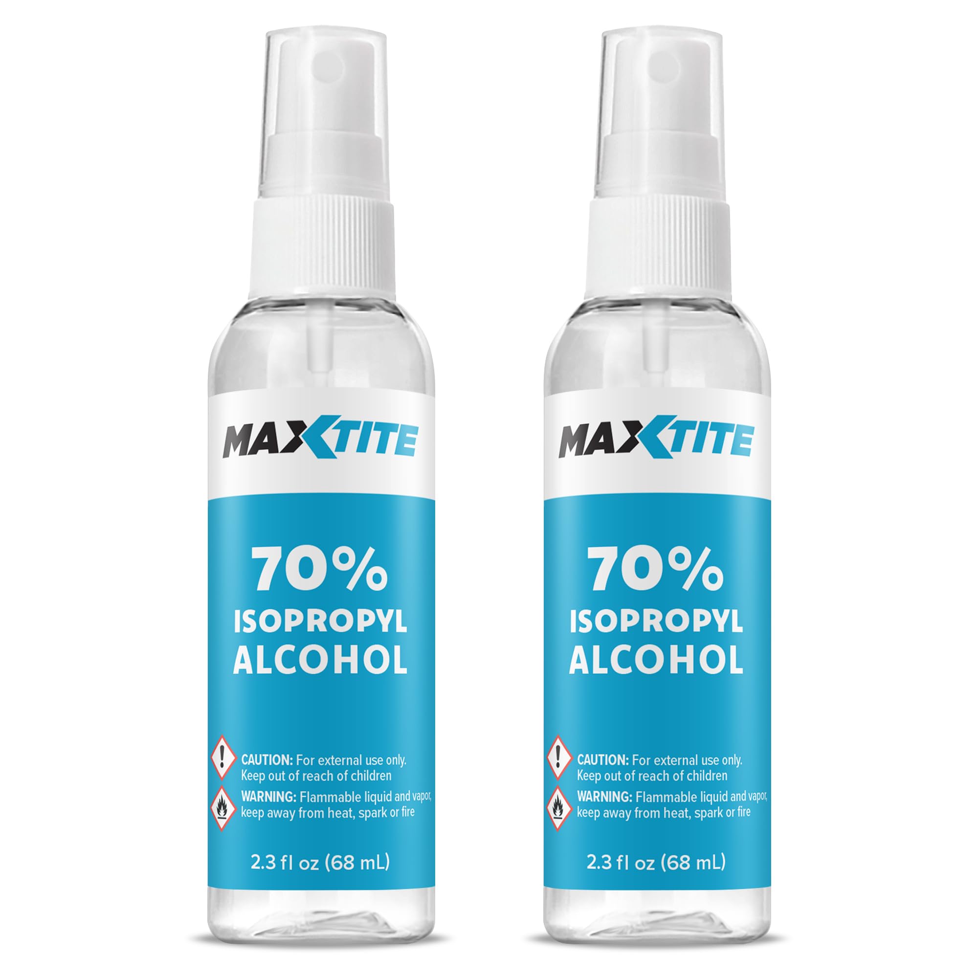 MaxTite 70% Isopropyl Alcohol - 2.3 fl oz Spray, 2 Pack - Made in The USA
