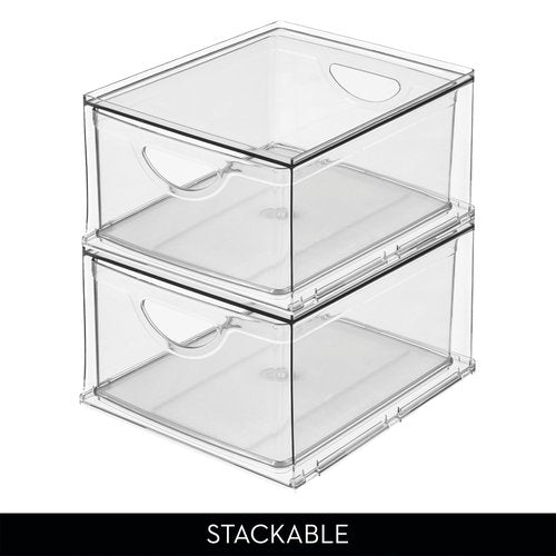 iDesign Clear Plastic Storage Drawer, Stackable Organizer for Bathroom Counter, Vanity, or Under-Sink