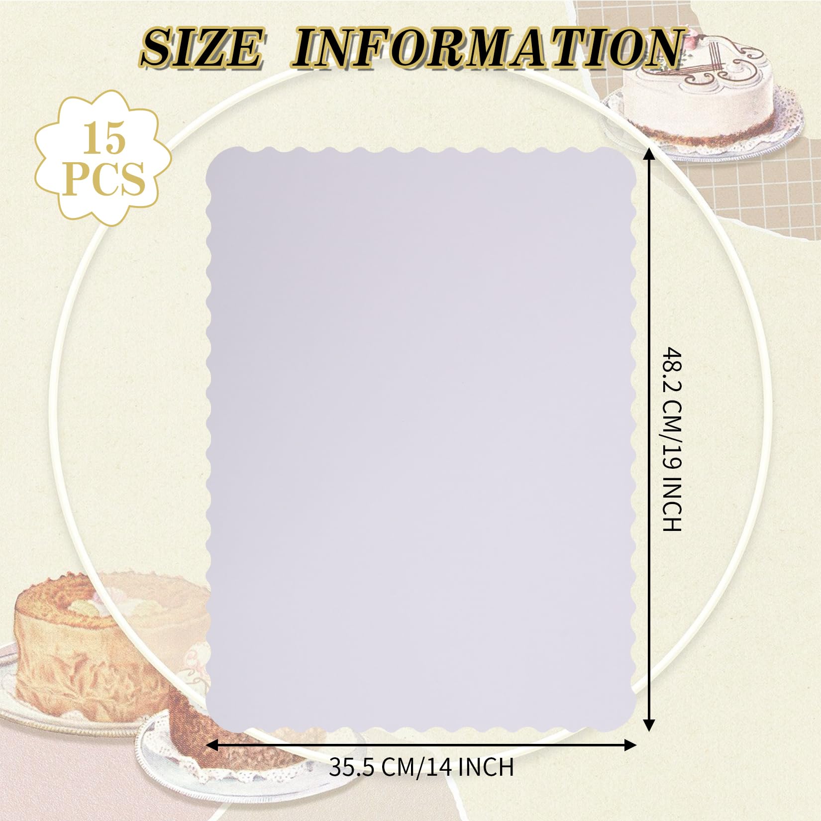 Anscher 15 Pack 19 x 14 Inch Greaseproof Rectangle Cake Boards, Premium Corrugated Single Wall Cake Base Board Half Sheet Cake Board for Sheet Cake, Dessert Base, Cupcake and Cake Pizza(White)