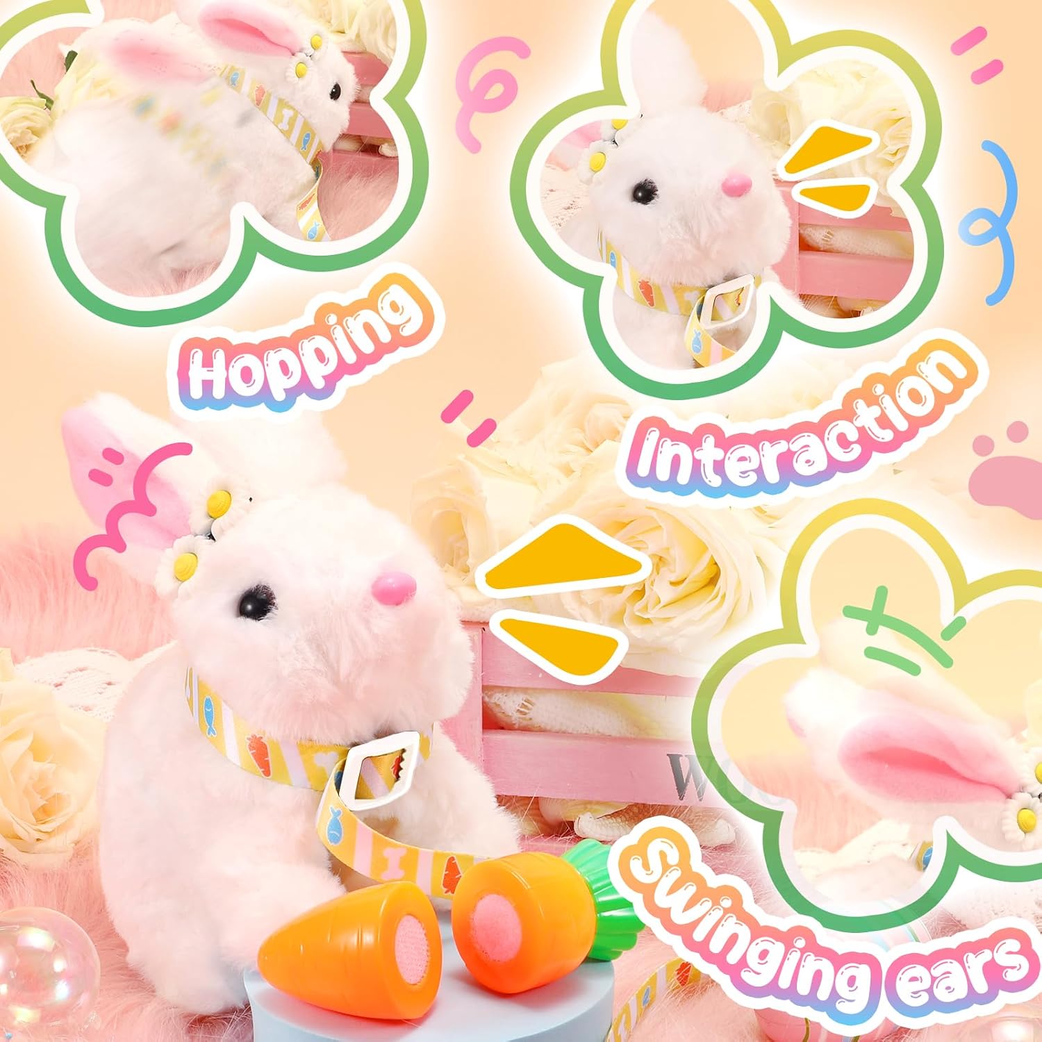 Tagitary Easter Plush Bunny Toy - Interactive Rabbit with Sounds & Wiggling Ears | Perfect for Kids' Easter Baskets