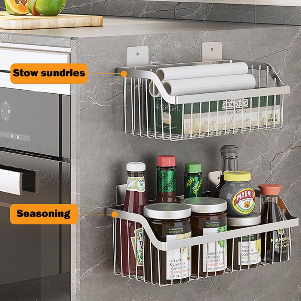 Wire Baskets, SUS304 Stainless Steel Storage Baskets, Durable Baskets for Storage Wall Mount, Hanging Wire Baskets Wall Mount Baskets for Kitchen, Bathroom, Closets - 4 Set