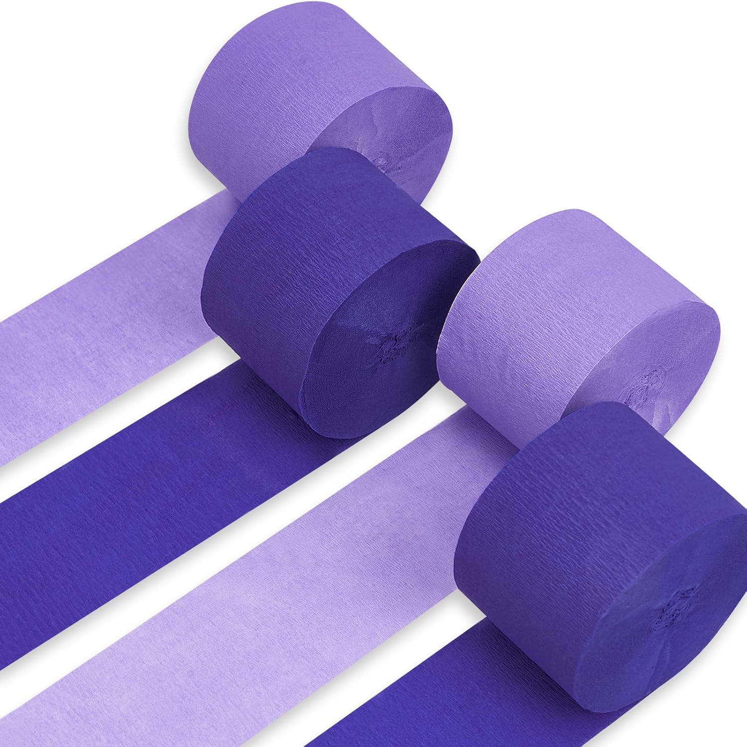 PartyWoo Crepe Paper Streamers - Navy & Purple Party Decorations | 4 Rolls, 328ft Total Length