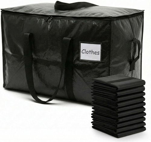 HOLDN’ STORAGE Extra Large Moving Bags - 10-Pack Heavy-Duty Reusable Totes with Zipper Lids | 45 Gallons Each