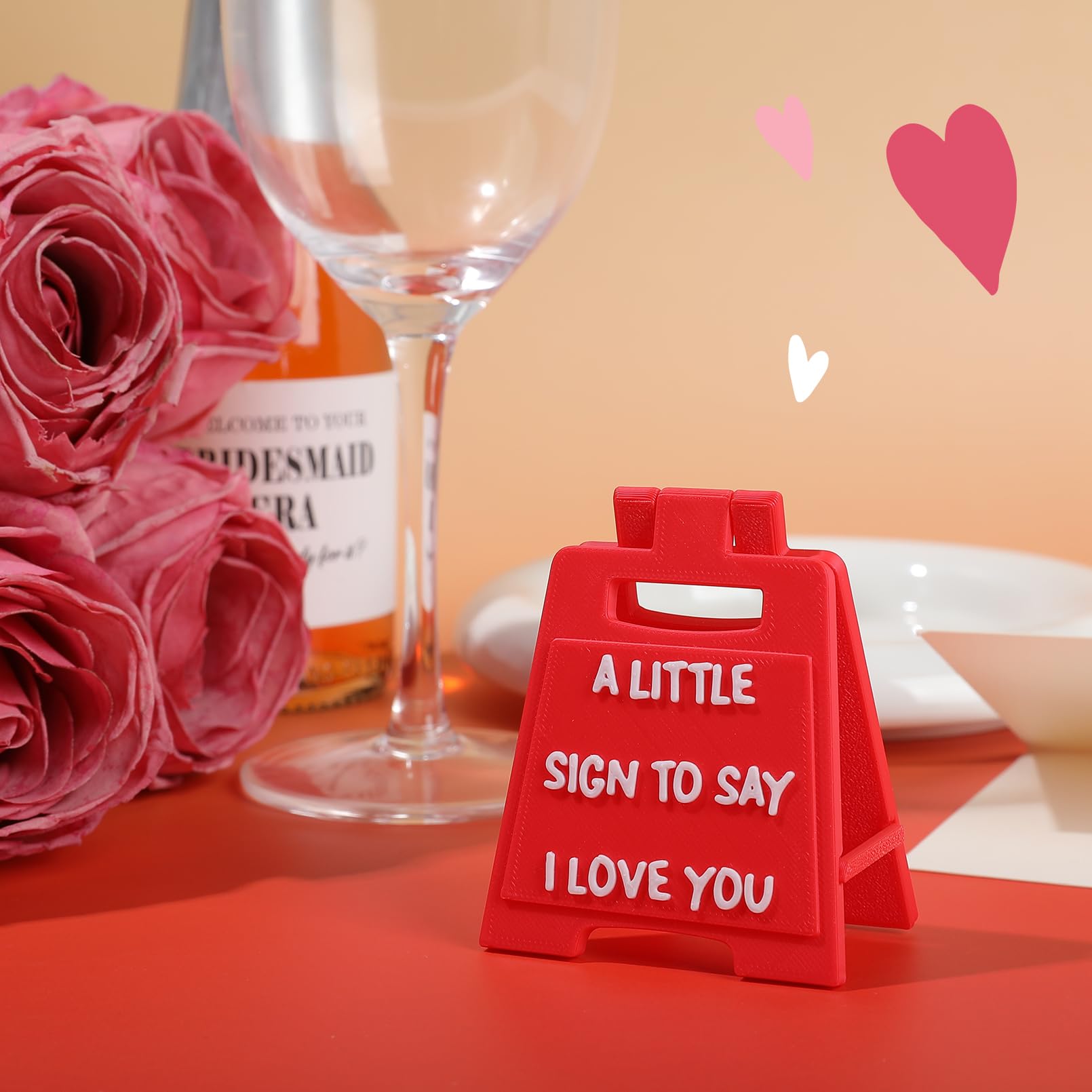 Valentines Gifts for Boyfriend, Girlfriend - Mini I Love You Sign with Envelope and Valentines Card - Fun Wedding Gifts for Him Her Wife Husband Birthday Anniversary Cute Desk Decor