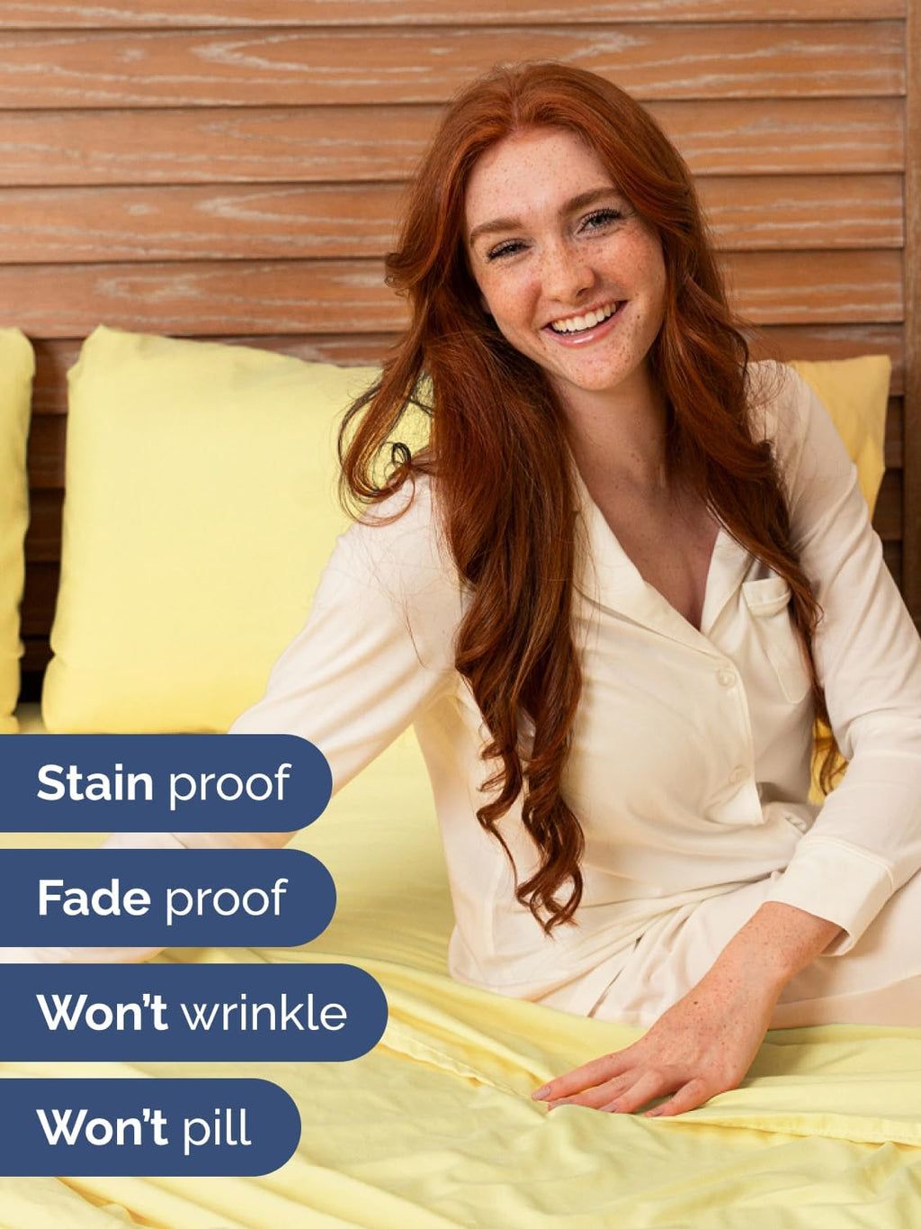 Skiennix Extra Deep Full Sheet Set - 6 Piece Breathable Cooling Sheets - Luxury Hotel Quality - Soft Wrinkle-Free Yellow