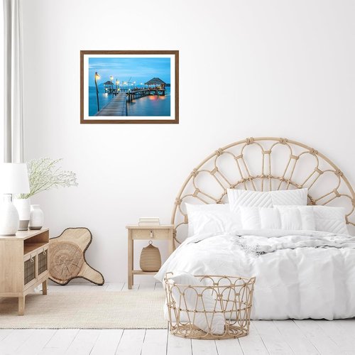 JCJMY 12x16 Picture Frame - Brown Wall Hanging Frame with 11x14 Mat & Plexiglass Protection