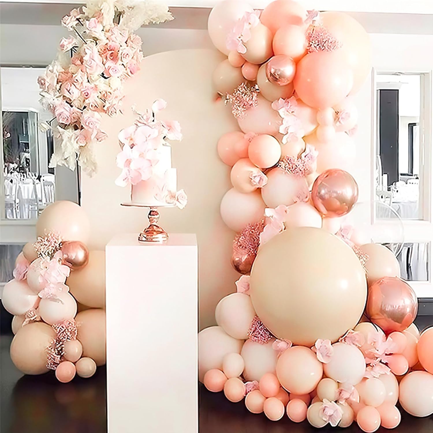 PartyWoo Baby Pink Balloons - 140-Piece Pastel Balloon Arch Kit for Weddings & Baby Showers