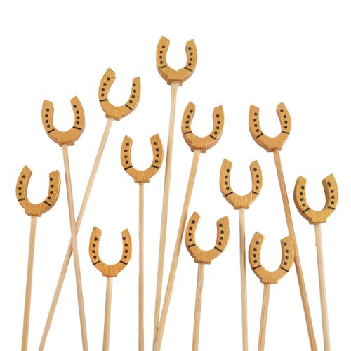 BambooMN 4.7" Decorative Lucky Horseshoe End Bamboo Cocktail Fruit Sandwich Picks Skewers for Catered Events, Holiday's, Restaurants or Buffets Party Supplies, 1000 Pieces