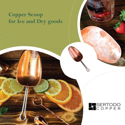 Sertodo Copper Scoop for Ice and Dry goods | Pure Copper, Heavy Gauge, Hand Hammered | Copper Handle | 10oz / 1.25 Cup Capacity