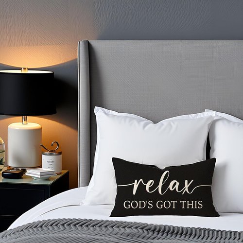 HERHOME Black and White Christian Throw Pillow Covers 12x20 Inch Set of 2 – Relax God’s Got This/Give It to God and Go to Sleep – Inspirational Lumbar Pillowcase for Couch or Bed Decor