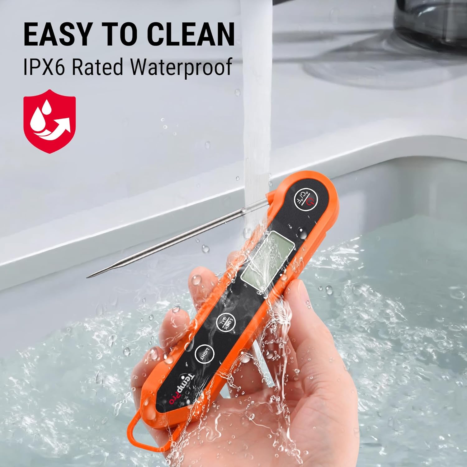 TempPro Digital Instant Read Meat Thermometer - Waterproof Kitchen Tool with Calibration & Backlight