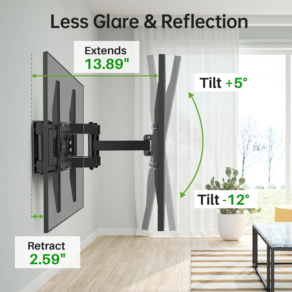 USX MOUNT Full Motion TV Wall Mount - Fits 32-70 Inch TVs Up to 99 lbs | Low Profile Tilt Design