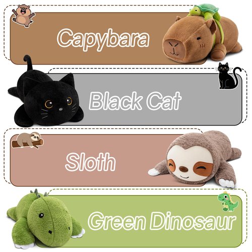 SQEQE Weighted Stuffed Animals Capybara Plush, Weighted Capybara Stuffed Animals with Turtle Backpack, Soft Pillow Toy for Kids Adults, Birthday Present & Valentines Gifts 9.8 Inch, 0.8 Lb