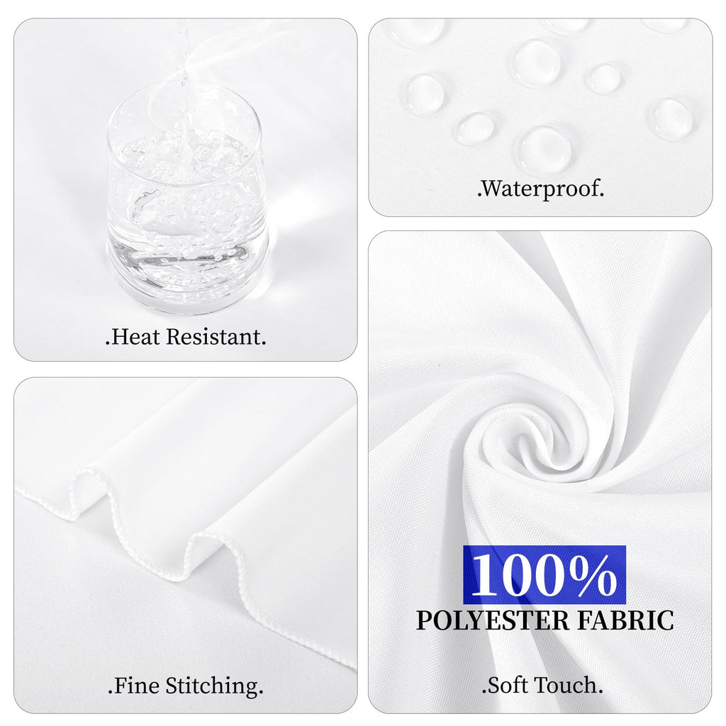 10 Pack White Round Tablecloth 90 Inch, Waterproof Polyester Table Cloth for Round Tables, White Tablecloths Stain and Wrinkle Resistant Washable Fabric Table Cover for Party Dining Wedding Banquet