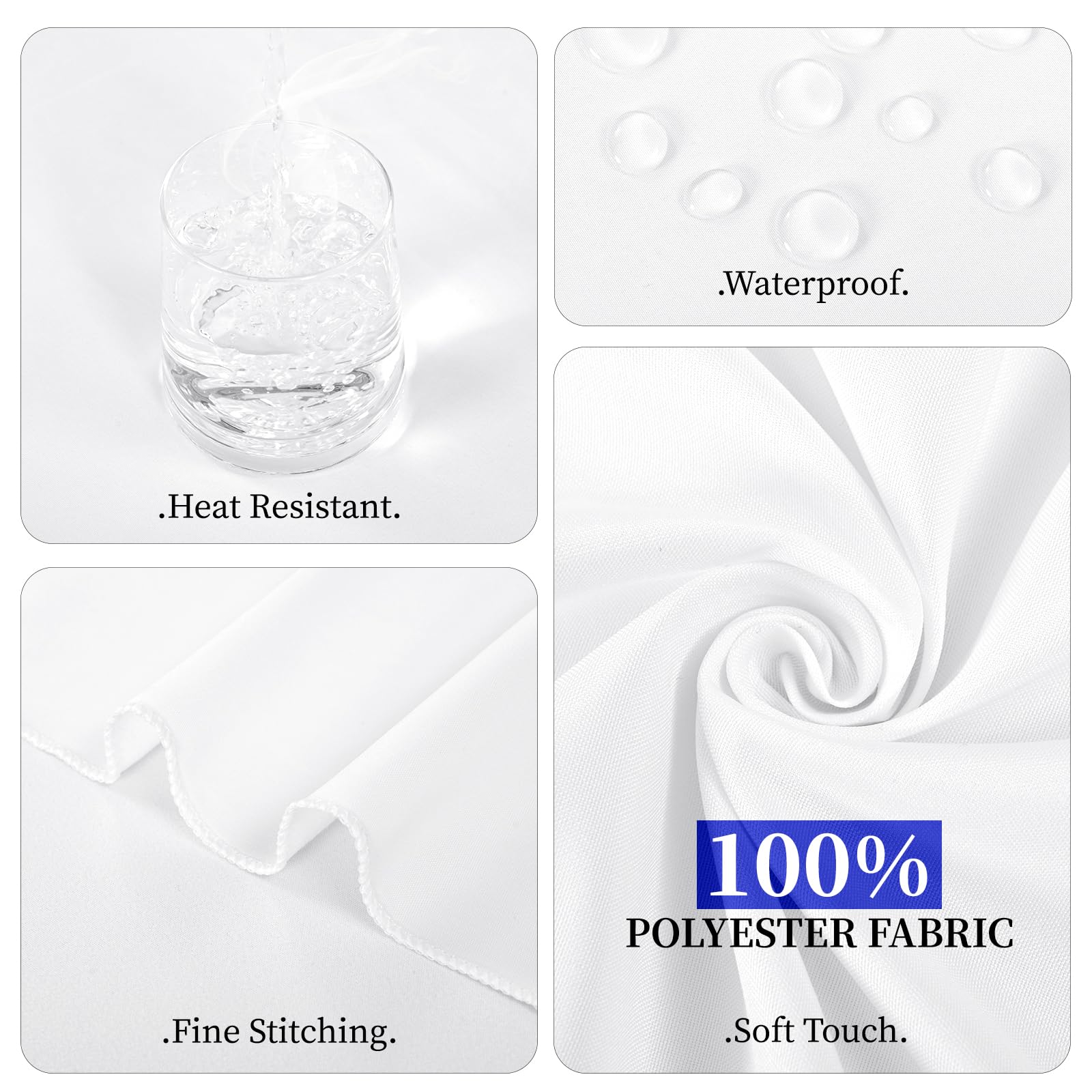 10 Pack White Round Tablecloth 90 Inch, Waterproof Polyester Table Cloth for Round Tables, White Tablecloths Stain and Wrinkle Resistant Washable Fabric Table Cover for Party Dining Wedding Banquet