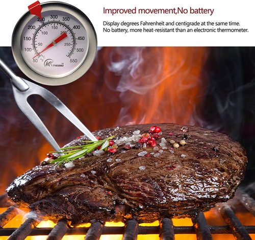 KT THERMO Instant Read Candy & Deep Fry Thermometer - 12" Stainless Steel Stem for BBQ & Turkey Cooking