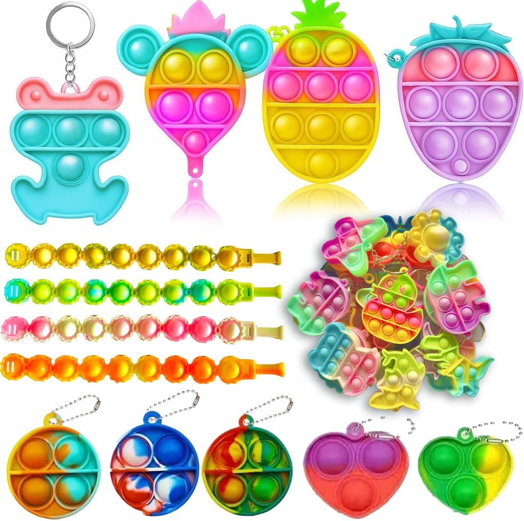 Skiennix Fidget Toys Pack - 125 Pcs Sensory Set with 65 Stickers | Perfect Party Favors for Kids & Adults
